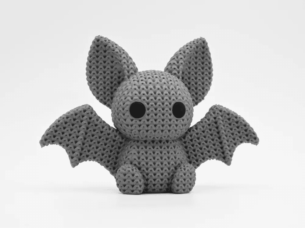 Chauve-souris Halloween à motif tricoté, ailes déployées, vue de face